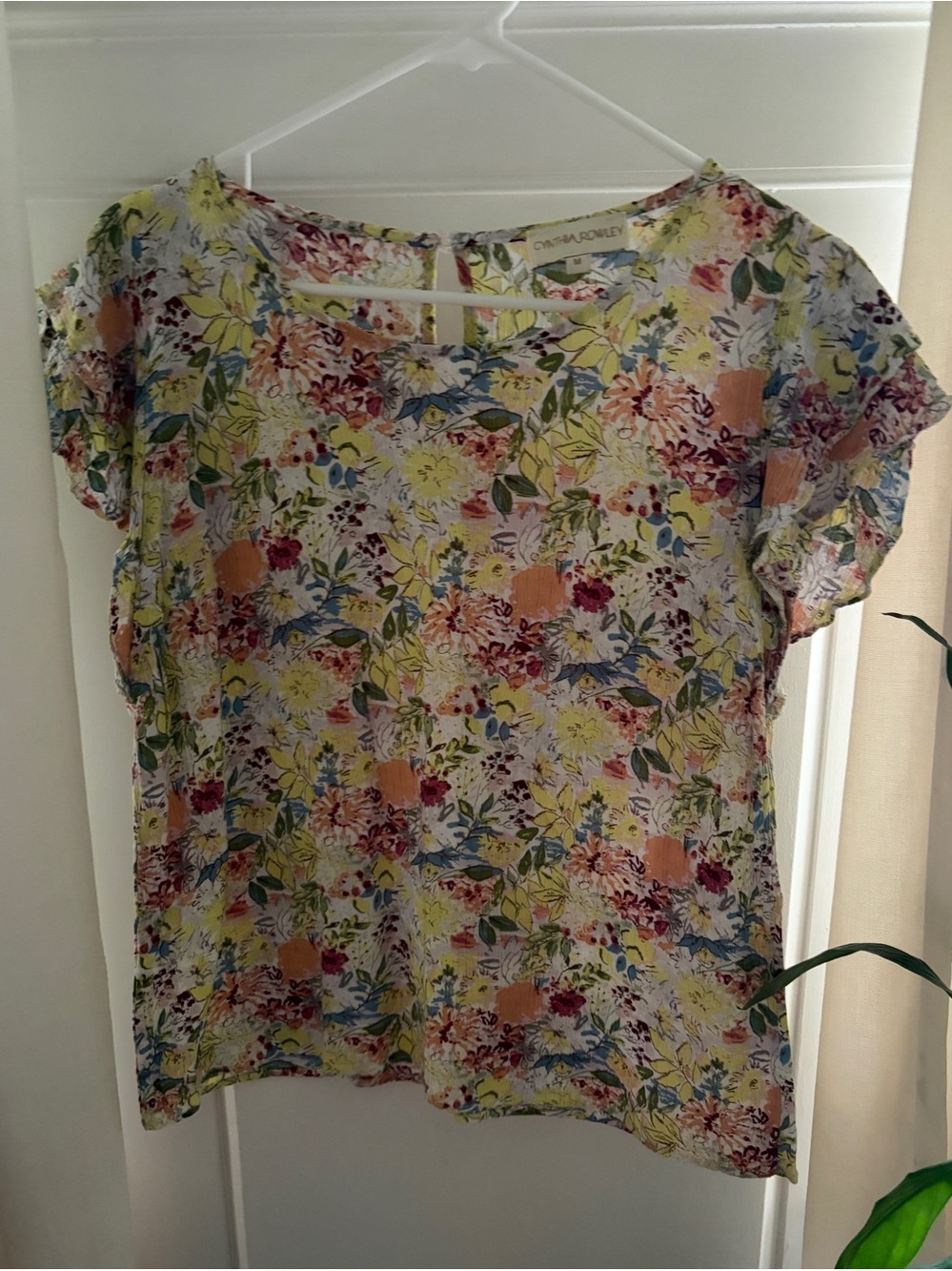 Cynthia Rowley Flowered Blouse Size M
